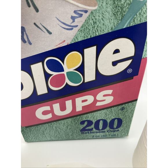 Vintage Dixie Cups Paint Strokes Box 3oz Cups 1995 Open Box 87 Cups Paint Stroke - Picture 2 of 12